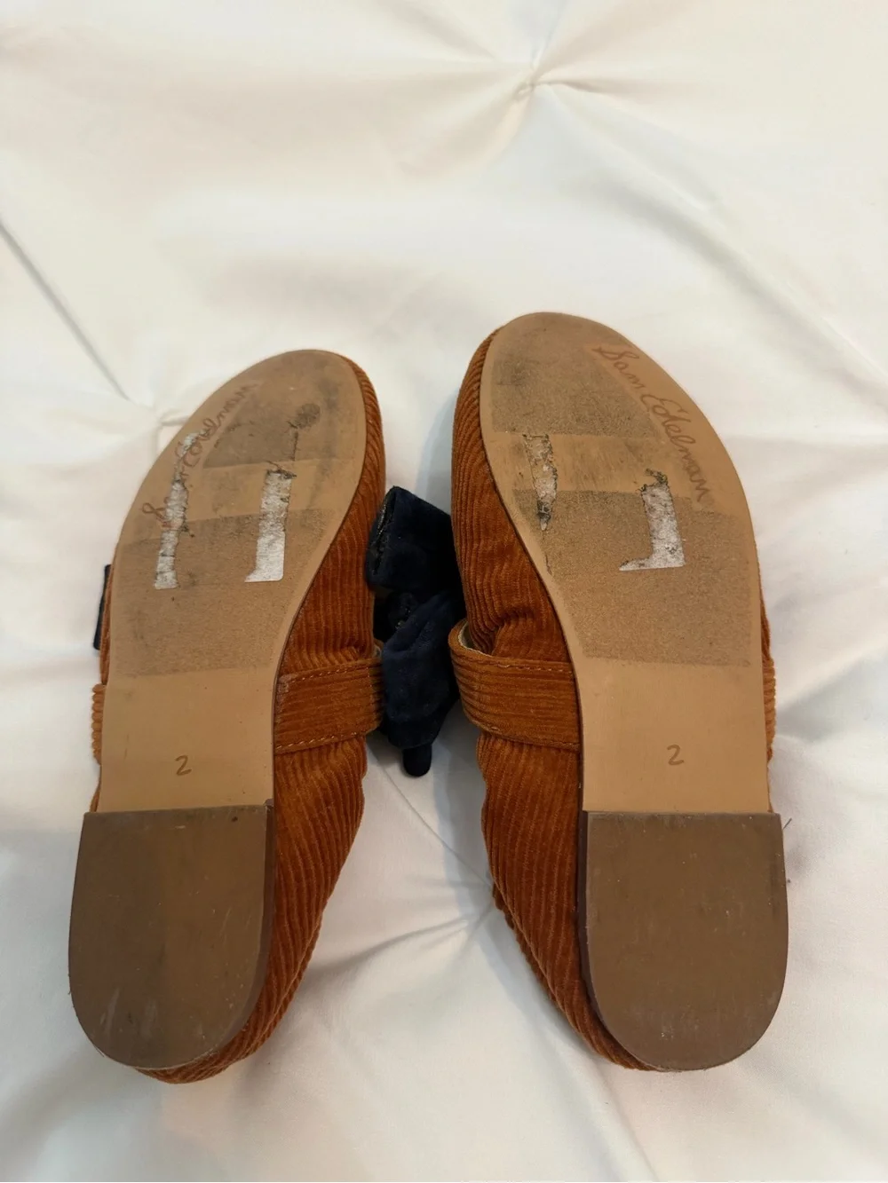 Sam Edelman Girls' Corduroy Ballet Flats in Brown with Black Bow